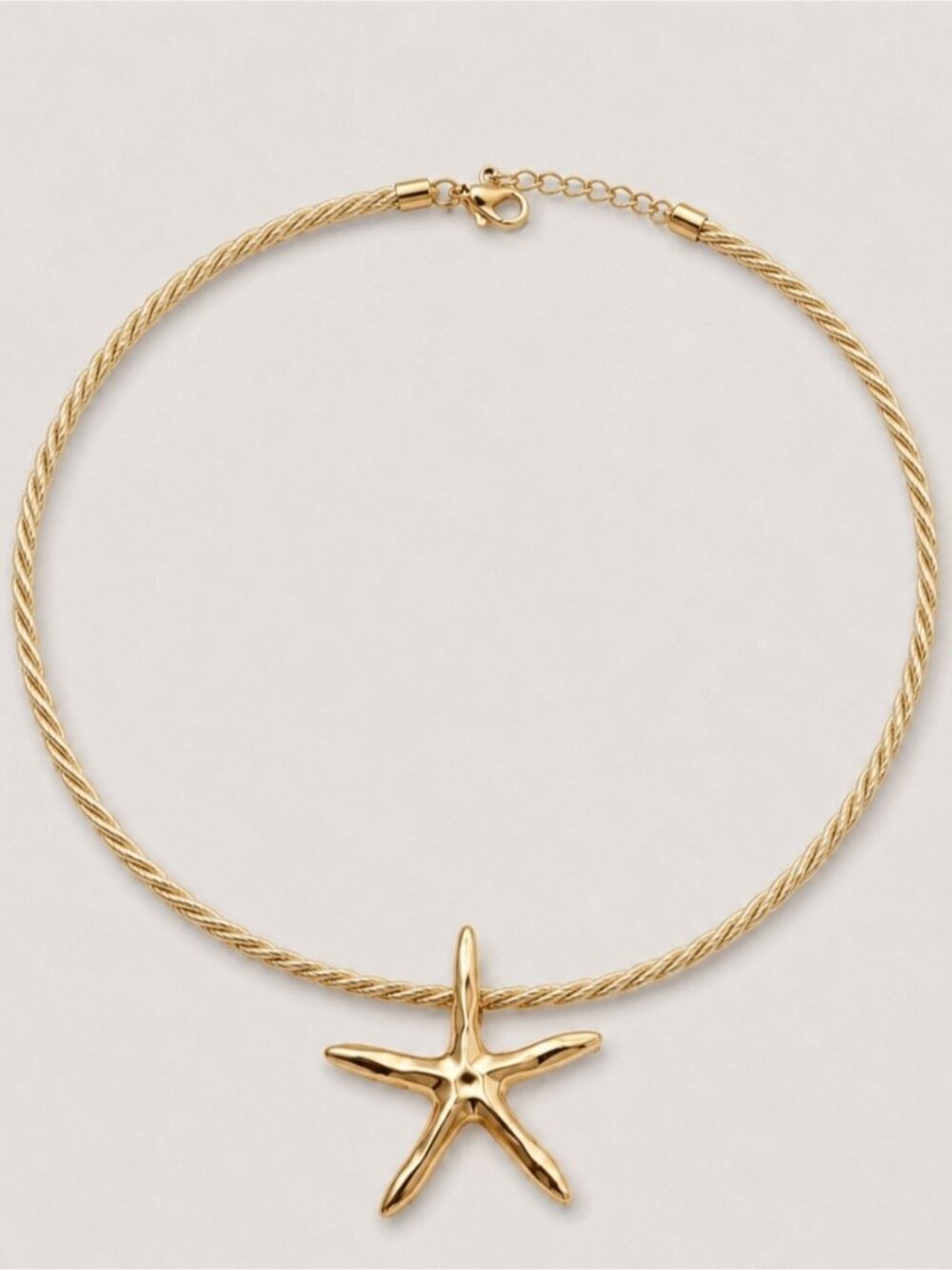 New! Coastal Ivory Cord Gold Starfish Necklace NWOT